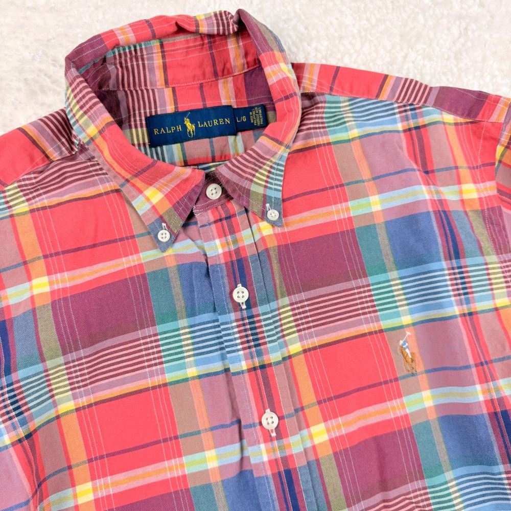 Ralph Lauren Button Down Shirt Mens Large Multicolor Plaid Long Sleeve Pony Logo - Picture 1 of 7